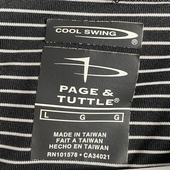Page & Tuttle • Black White Striped Golf Polo - Picture 3 of 4
